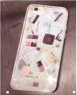 Cosmetics pattern mobile phone case liquid quicksand  protective cover