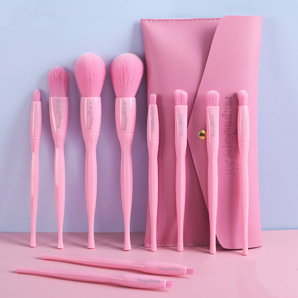 Makeup Brush Set 10 Candy Color Eyeshadow Blush Loose Powder High Gloss Repair Brush Foundation Beauty Tools Full Set