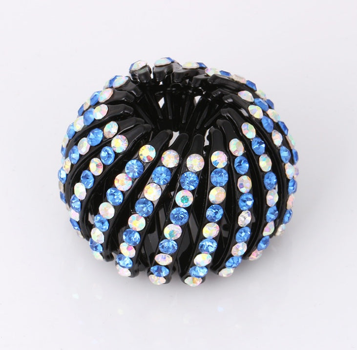 Bird's Nest Hairpin Color Rhinestone Ponytail Ball Hairpin