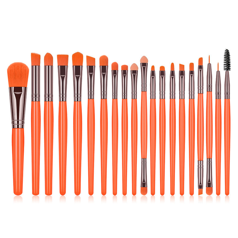 20pc Fluorescent Color Makeup Brush Set Blush Brush Powder Brush Eye Shadow Brush Lip Brush Mascara Brush