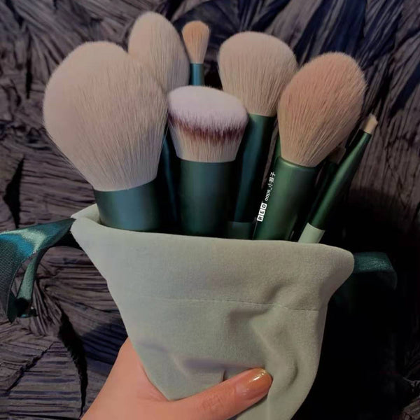 13 Makeup Brushes Green Beauty Quick-drying Set Super Soft Blush Loose Powder