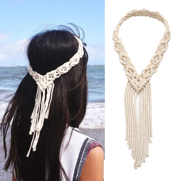 New Boho Hand Braided Hairband Cotton Rope Nordic Wedding Tiara