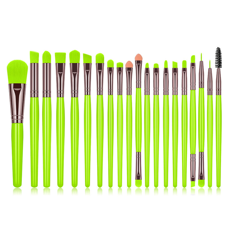 20pc Fluorescent Color Makeup Brush Set Blush Brush Powder Brush Eye Shadow Brush Lip Brush Mascara Brush